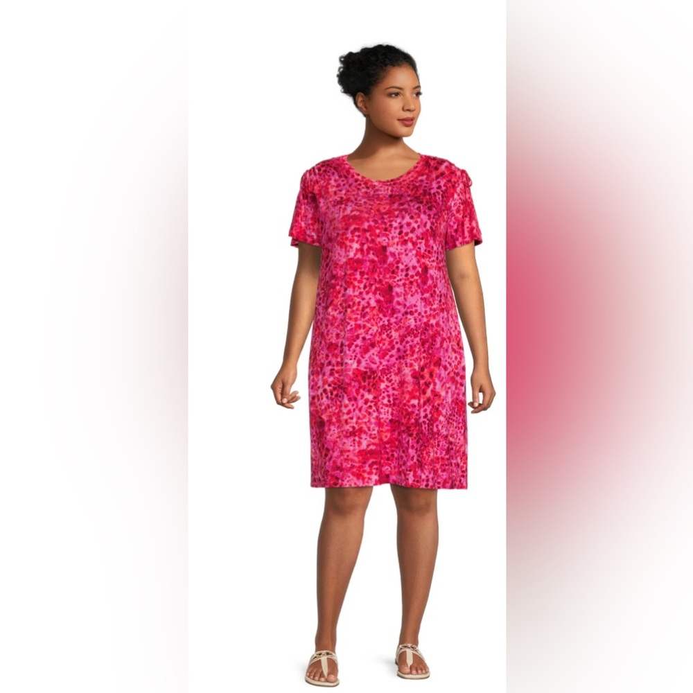 Terra & Sky Women's Plus Size Ruched Shoulder Knit Dress